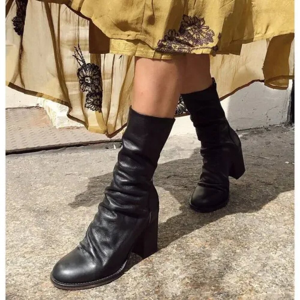 Free People Elle Block Heel Boot, Black